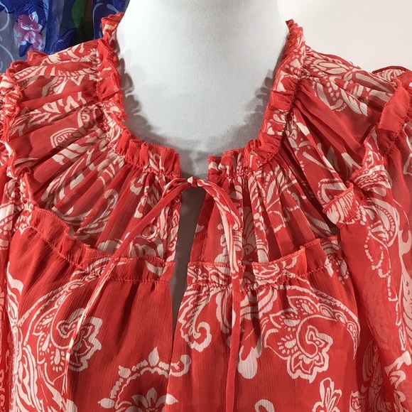 Evereve Hayden red chiffon layered top XS NWT - Picture 2 of 12